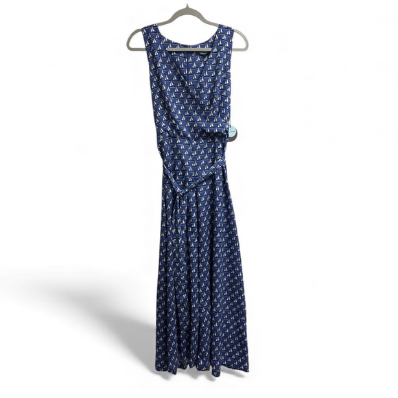 Eva Franco Anthropologie Sailboat Print Jumpsuit Blue & White Size 8 NWT - Picture 3 of 7